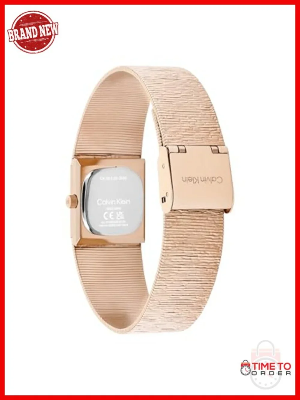 Mini Square Quartz Watch with Mesh Bracelet, Textured Dial, 30m Water Resistant